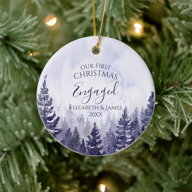 Unser Verlobter Pinienwald zu Weihnachten im  Foto Keramik Ornament (Baum)