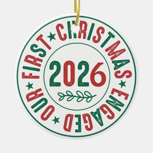 Unser Verlobter Weihnachtskaffee Keramik Ornament (Vorne)