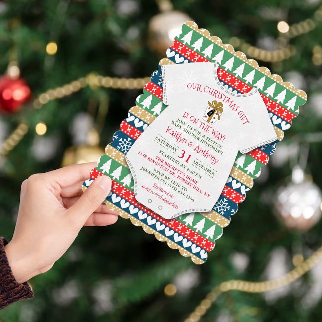 Unser Weihnachtsgeschenk ist unterwegs! Babyparty Einladung (Von Creator hochgeladen)
