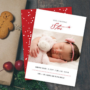 Unser Weihnachtsstern Stilvolles Baby Foto Moderne Feiertagskarte