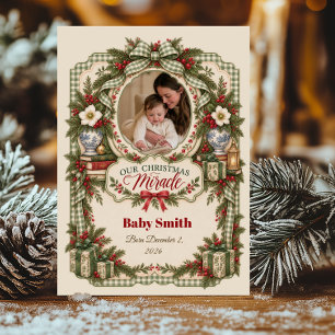 Unser Weihnachtswunder-Baby-Ankündigungsfoto Feiertagskarte