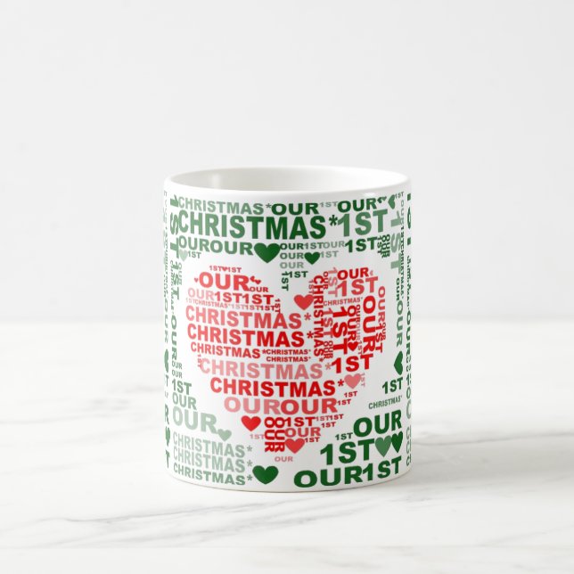 Unsere 1. Weihnachts Red Heart Coffee Tea Tasse. Kaffeetasse (Mittel)