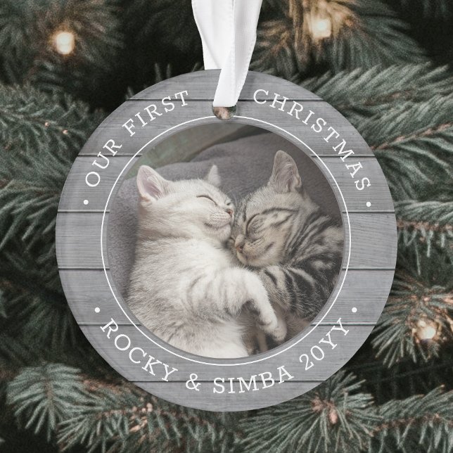 Unsere 1. Weihnachtszeit 2 Haustiere Foto Grau Imi Ornament (Von Creator hochgeladen)