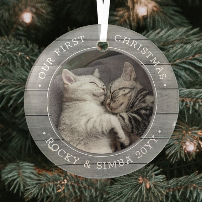 Unsere 1. Weihnachtszeit 2 Haustiere Foto Grau Imi Ornament Aus Glas (Von Creator hochgeladen)