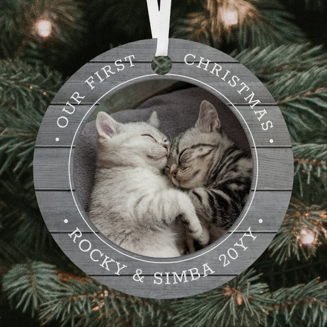 Unsere 1. Weihnachtszeit 2 Haustiere Foto Grau Imi Ornament Aus Metall (Von Creator hochgeladen)