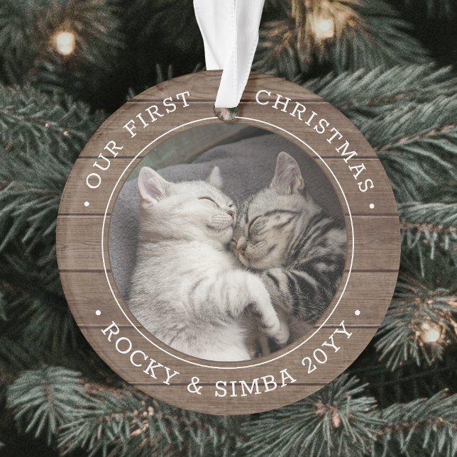 Unsere 1. Weihnachtszeit 2 Haustiere Foto Rustikal Ornament (Von Creator hochgeladen)