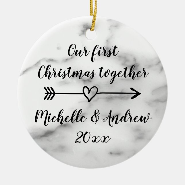 Unsere 1. Weihnachtszusammen Keramikornament (Vorne)