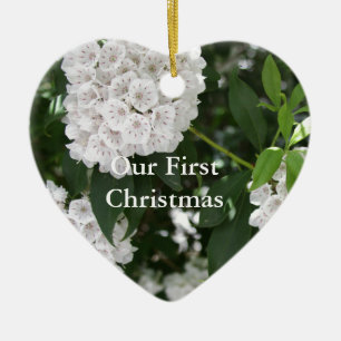 Unsere 1. weiße Weihnachtslaurel-Blume Keramikornament