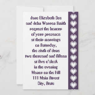 Unsere 8-Bit-Herzen bei Lila Hochzeitseinladung Einladung