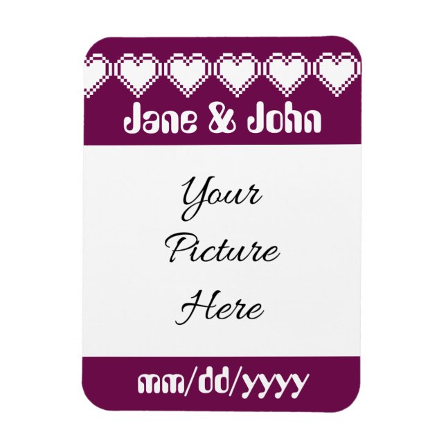 Unsere 8-Bit-Herzen im Wein Rett-the-Date-Magnet Magnet (Vertikal)