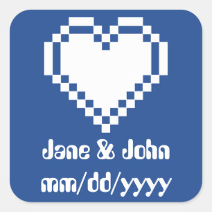 Unsere 8-Bit-Herzen in blauem Aufkleber