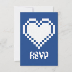 Unsere 8-Bit-Herzen in blauer RSVP-Karte RSVP Karte