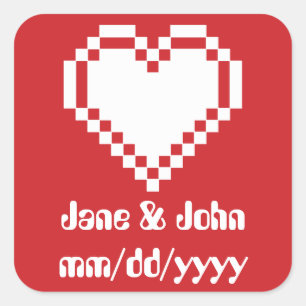 Unsere 8-Bit-Herzen in Cherry-Sticker Quadratischer Aufkleber