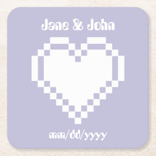 Unsere 8-Bit-Herzen in Lavendel Paper Untersetzer