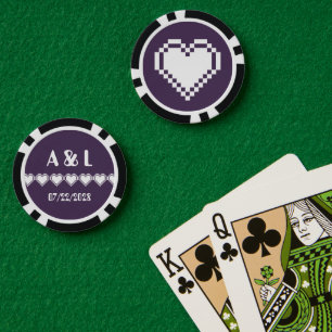 Unsere 8-Bit-Herzen in Lila Pokerchips