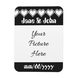 Unsere 8-Bit-Herzen in Schwarz Rett-the-Date-Magne Magnet