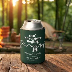 Unsere Abenteuer Beginnen Waldgrün Save the Date  Dosenkühler