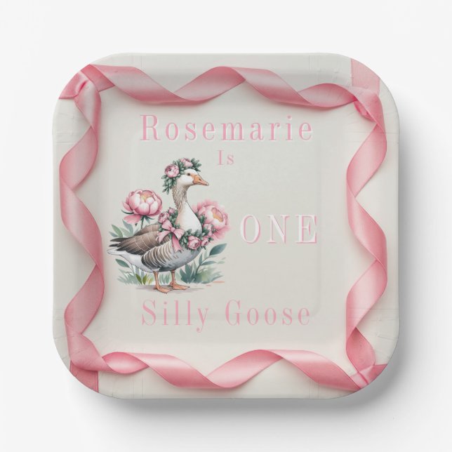 Unsere Alberne Gans wird zum Geburtstag Pappteller (Vorderseite)