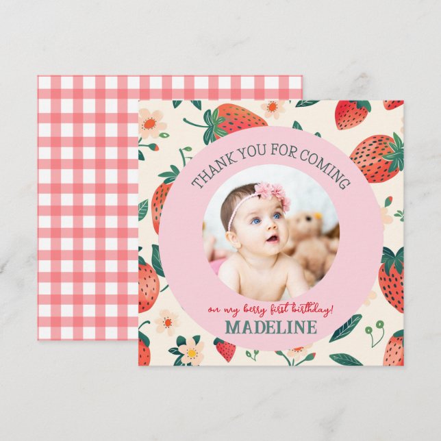 Unsere Berry Sweet Birthday Flat Danke Karte (Vorne/Hinten)