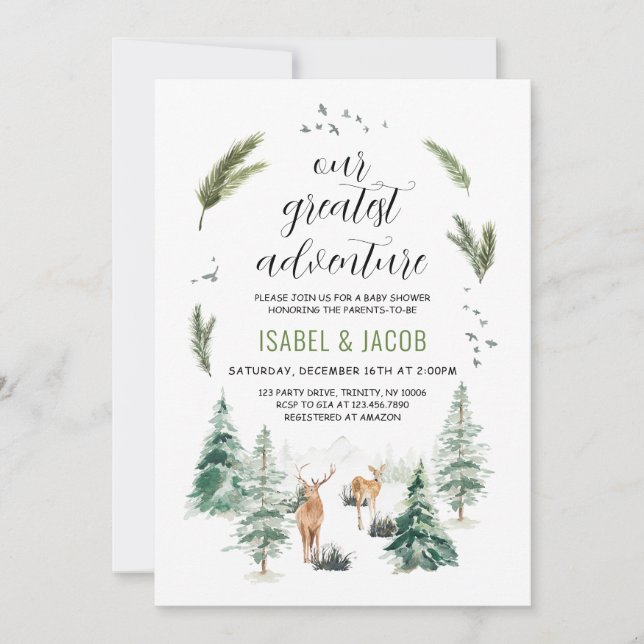 Unsere Beste Adventure Baby-Dusche Einladung (Vorderseite)