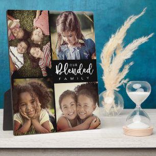 Unsere Blended Family Vier FotoCollage Schwarz Fotoplatte