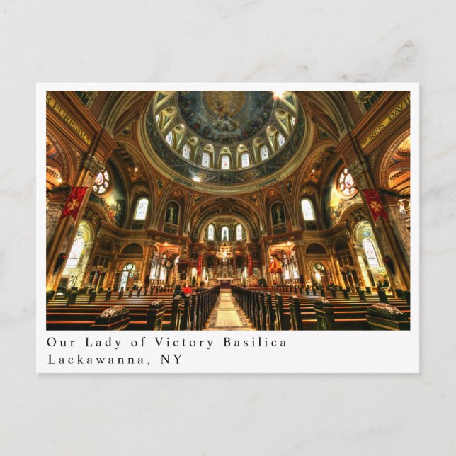 Unsere Dame aus der Siegesskirche Lackawanna NY Postkarte (Vorderseite)