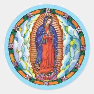 Unsere Dame aus Guadalupe, gestanzter Glasumschlag Runder Aufkleber