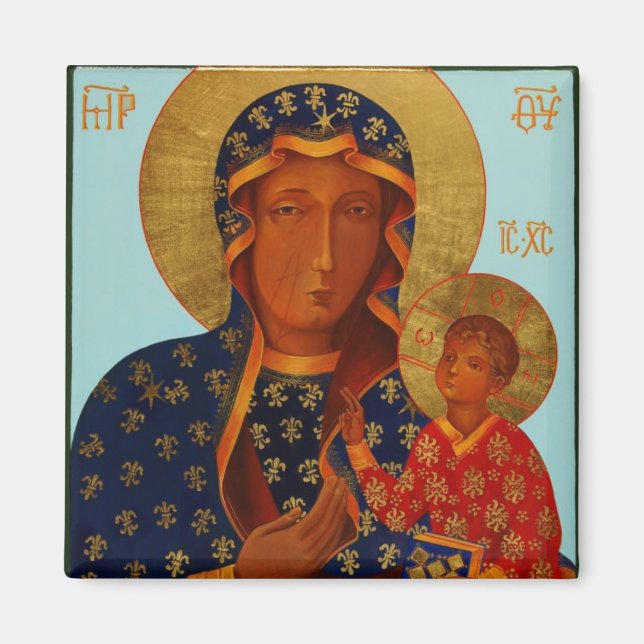 Unsere Dame Czestochowa / Schwarzes Madonna Magnet (Vorne)