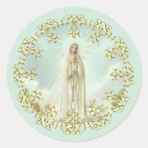 Unsere Dame der Fatima-Goldspitzes Runder Aufkleber