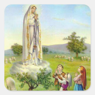 Unsere Dame der Fatima-Kinderschafe Quadratischer Aufkleber