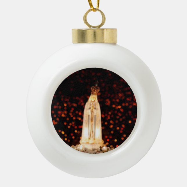 Unsere Dame der Fatima-Weihnachtsverzierung Keramik Kugel-Ornament (Vorderseite)