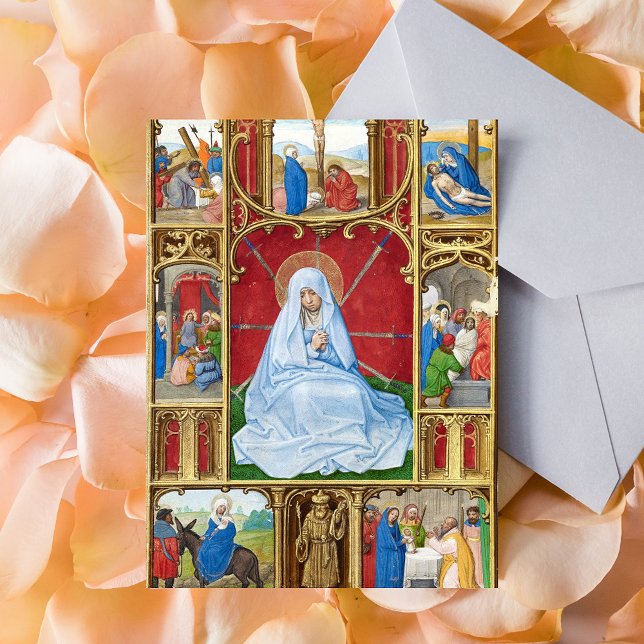 Unsere Dame der Trauern Ostern Lent Religious Medi Postkarte (Our Lady of Sorrows Medieval Manuscript Catholic Christian Lent Postcard)