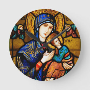 unsere Dame der unaufhörlichen Hilfe Runde Wanduhr