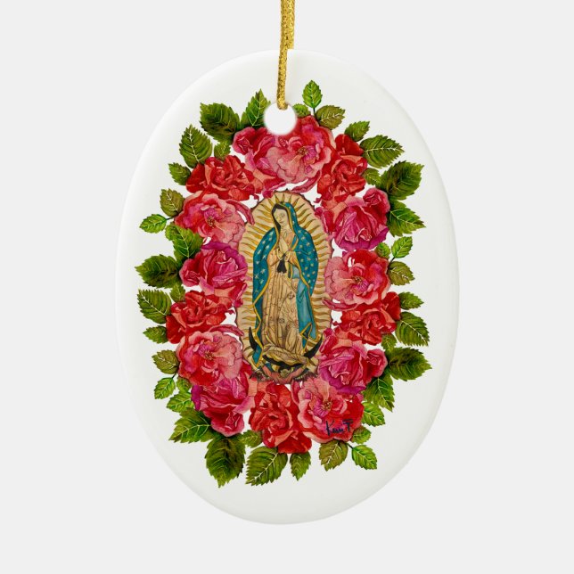 Unsere Dame des Guadalupe-Ornaments Keramik Ornament (Vorne)