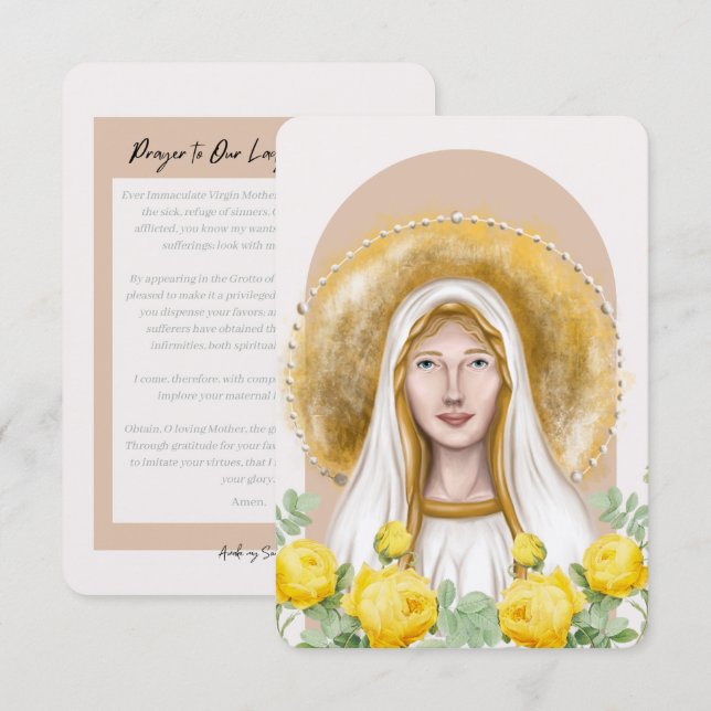 Unsere Dame des Lourdes-Gebets Dankeskarte (Vorne/Hinten)