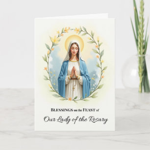 Unsere Dame des Rosary Fest Day Segen Kranz Karte