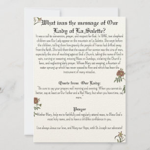 Unsere Dame des Salette-Gebetskarte Einladung