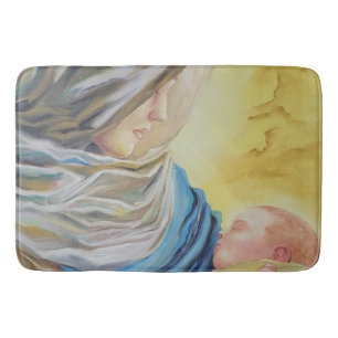 Unsere Dame des Schweigens hält das Baby Jesus Badematte