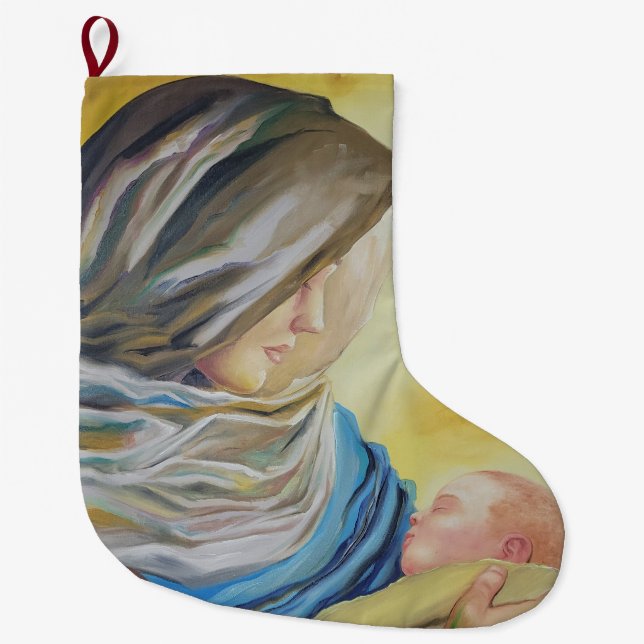 Unsere Dame des Schweigens hält das Baby Jesus Großer Weihnachtsstrumpf (Vorderseite)