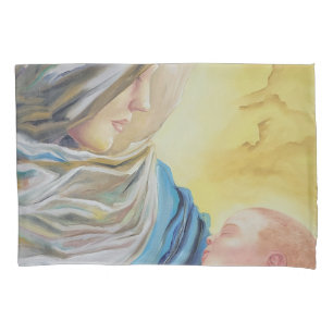 Unsere Dame des Schweigens hält das Baby Jesus Kissenbezug