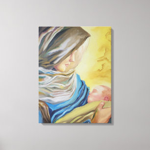 Unsere Dame des Schweigens hält das Baby Jesus Leinwanddruck