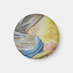 Unsere Dame des Schweigens hält das Baby Jesus Magnet