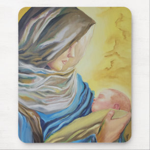 Unsere Dame des Schweigens hält das Baby Jesus Mousepad