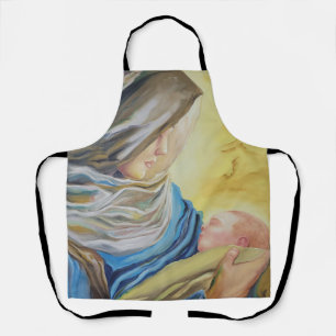Unsere Dame des Schweigens hält das Baby Jesus Schürze