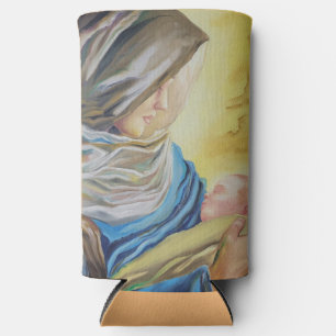 Unsere Dame des Schweigens hält das Baby Jesus Selters Dosenkühler