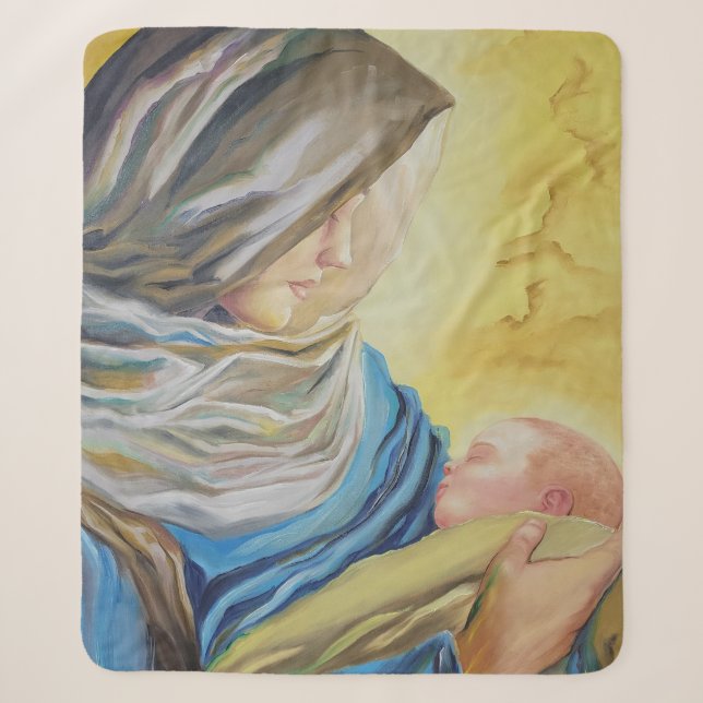 Unsere Dame des Schweigens hält das Baby Jesus Sherpadecke (Vorderseite)