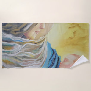 Unsere Dame des Schweigens hält das Baby Jesus Strandtuch