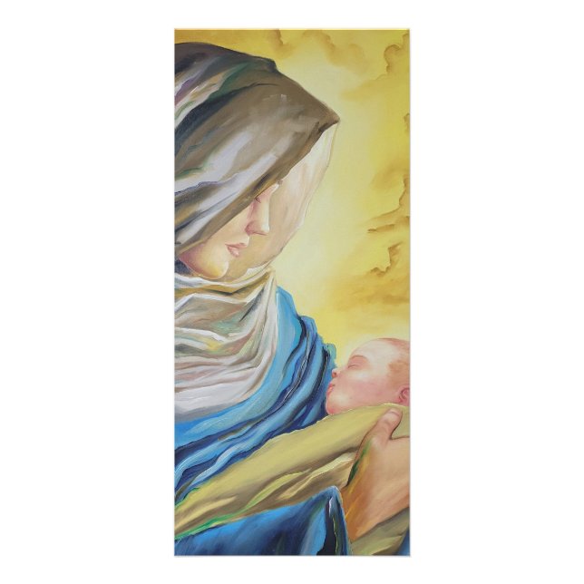 Unsere Dame des Schweigens hält das Baby Jesus Werbekarte (Vorne)