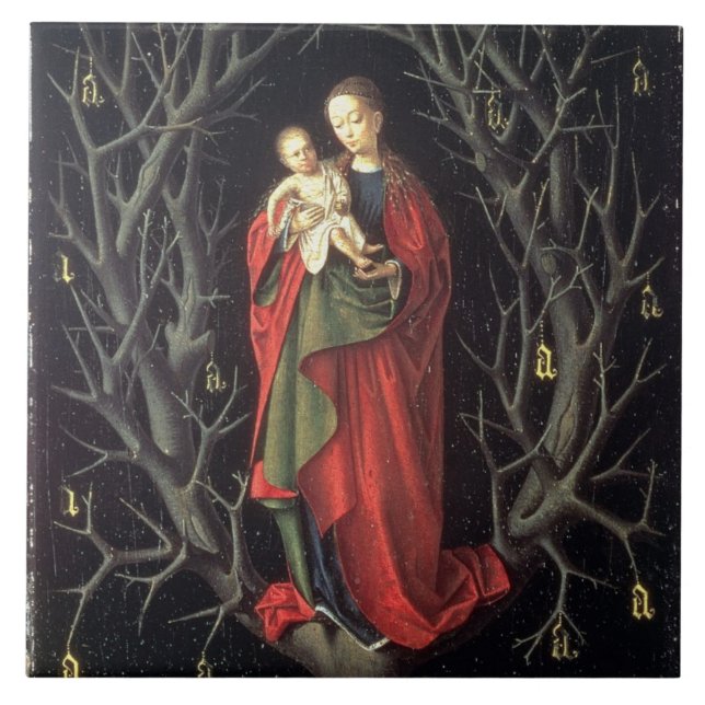 Unsere Dame des trockenen Baums c.1450 (Öl auf Fliese (Vorderseite)