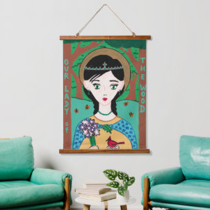 Unsere Dame des Waldes Wandteppich Mit Holzrahmen